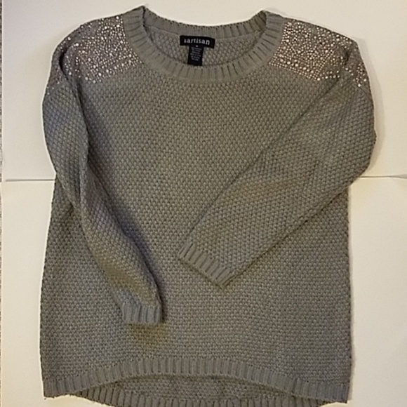 Slate Blue Sweater with Rhinestone Shoulders M - Picture 4 of 4
